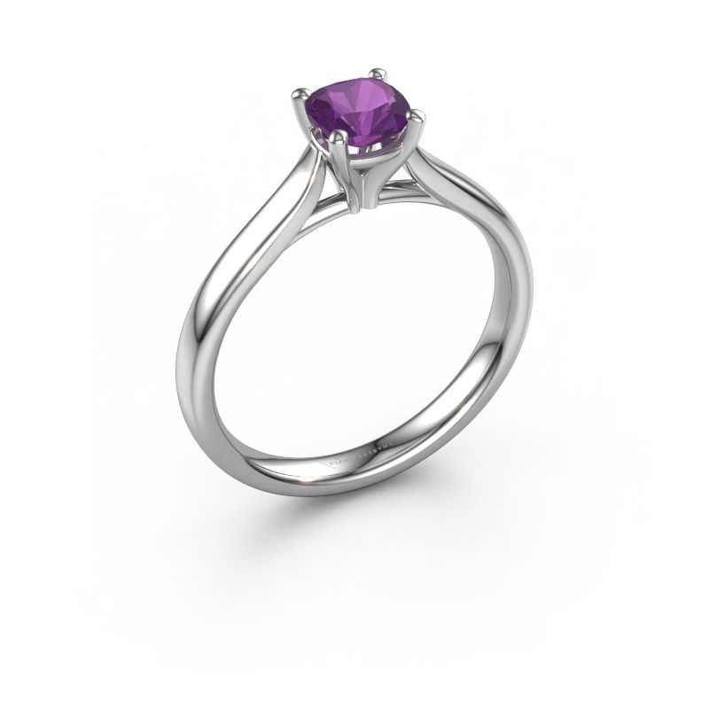 Verlovingsring Mignon cus 1 950 platina amethist 5 mm