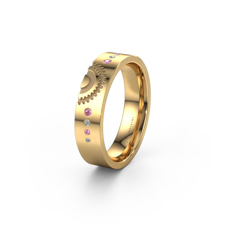 Wedding ring WH2116L25A 585 gold pink sapphire ±5x1.7 mm