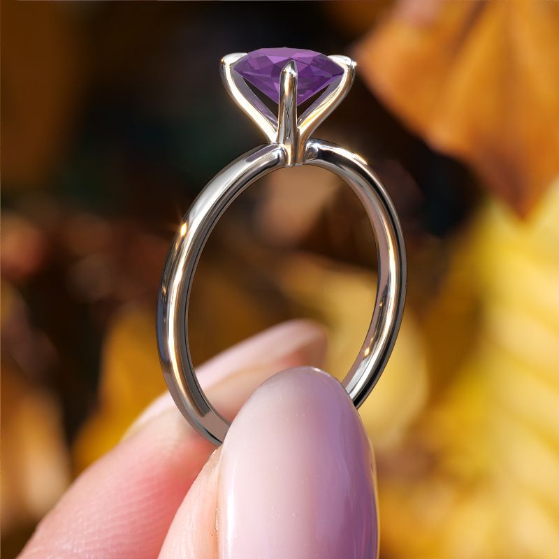 Image of Engagement Ring Crystal Ovl 1<br/>950 platinum<br/>Amethyst 8x6 mm