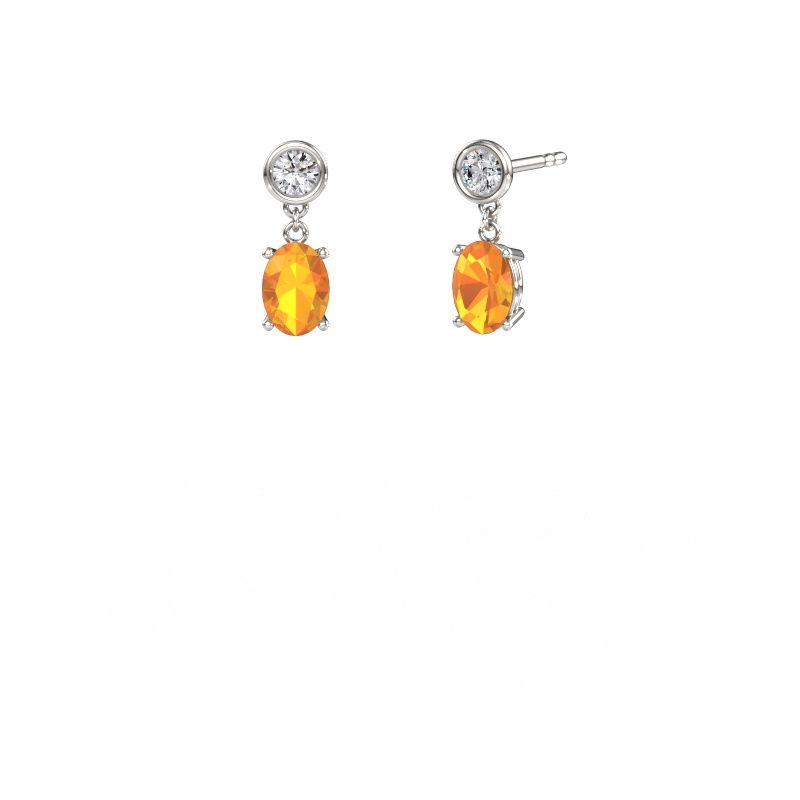 Pendants d'oreilles Lacey OVL 950 platine citrine 7x5 mm