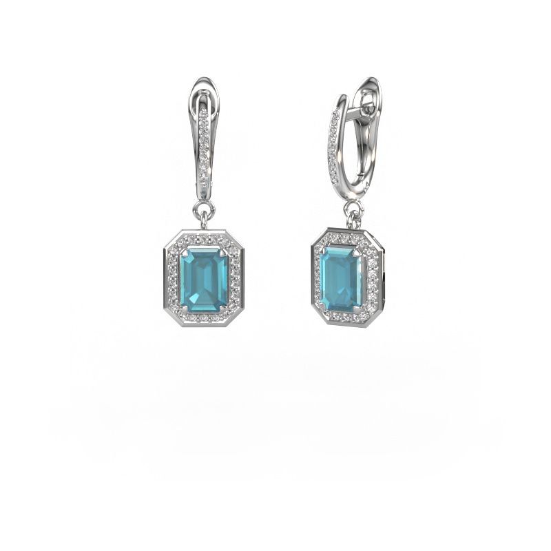 Oorhangers Dodie 2 950 platina blauw topaas 6.5x4.5 mm