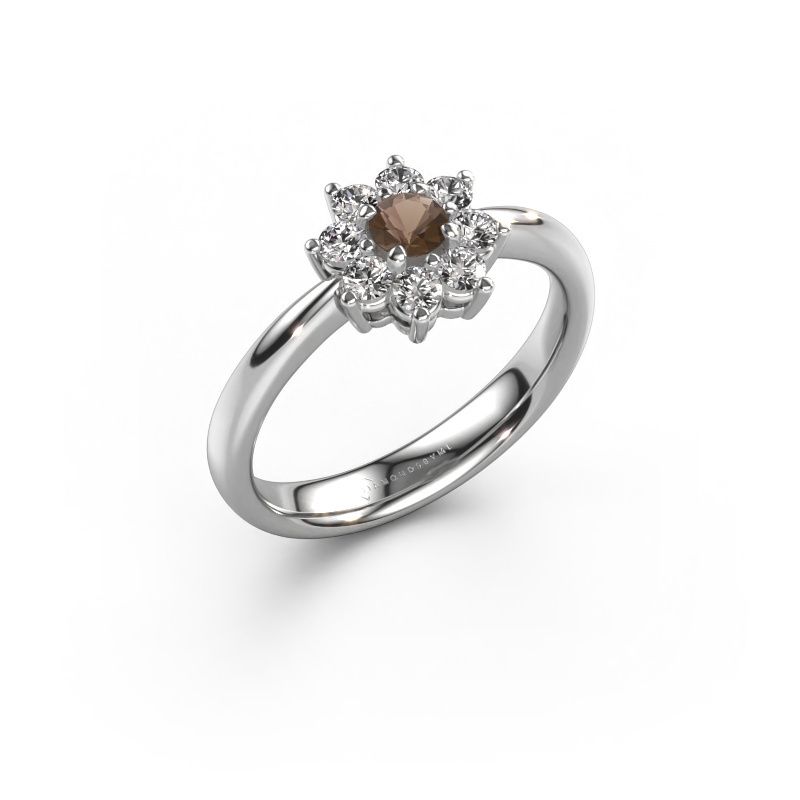 Verlobungsring Camille 1 585 Weißgold Rauchquarz 3.4 mm