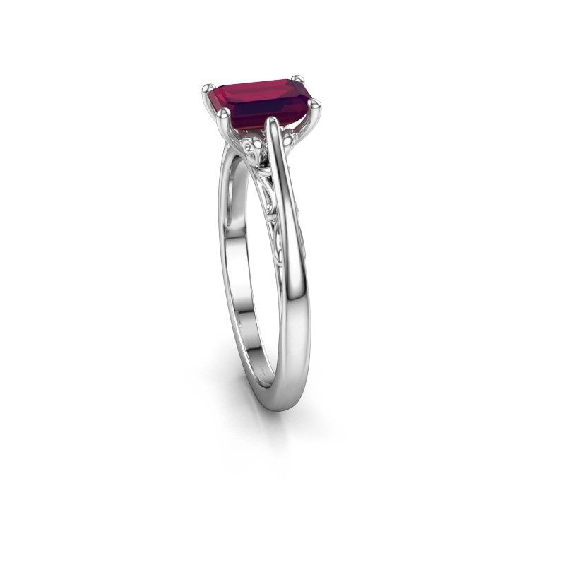 Image of Engagement ring shannon eme<br/>585 white gold<br/>Rhodolite 7x5 mm