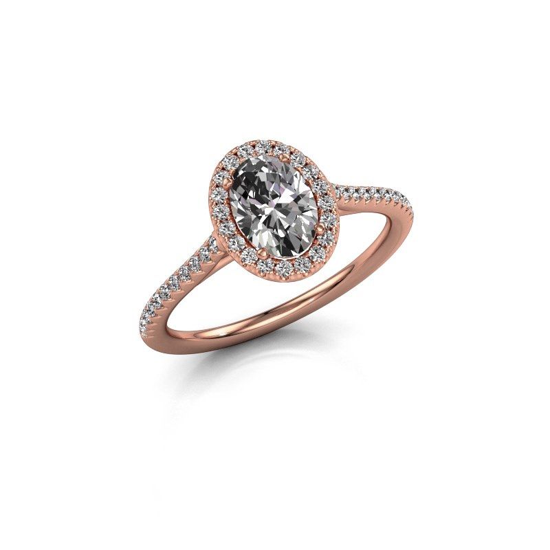 Image of Engagement ring seline ovl 2<br/>585 rose gold<br/>Zirconia 7x5 mm