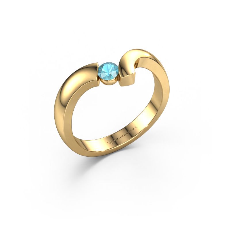 Bague Arda 585 or jaune topaze bleue 3.4 mm