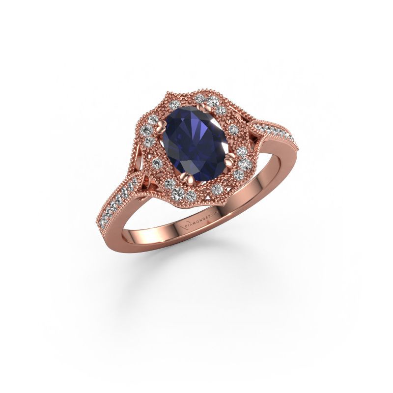 Bague de fiançailles Loni 585 or rose saphir 7,5x5,5 mm