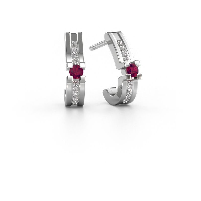 Boucles d'oreilles Myrthe 950 platine rhodolite 2.5 mm