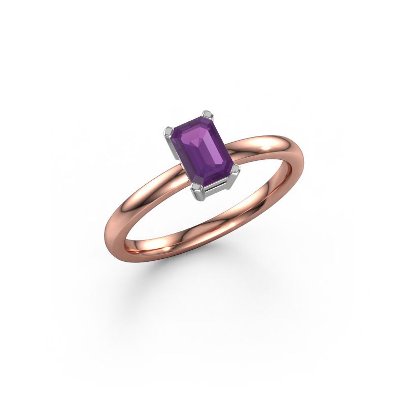 Engagement ring Denita 1 EME 585 rose gold amethyst 6x4 mm