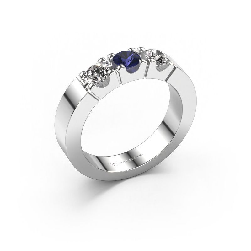 Ring Dana 3 585 witgoud saffier 4 mm