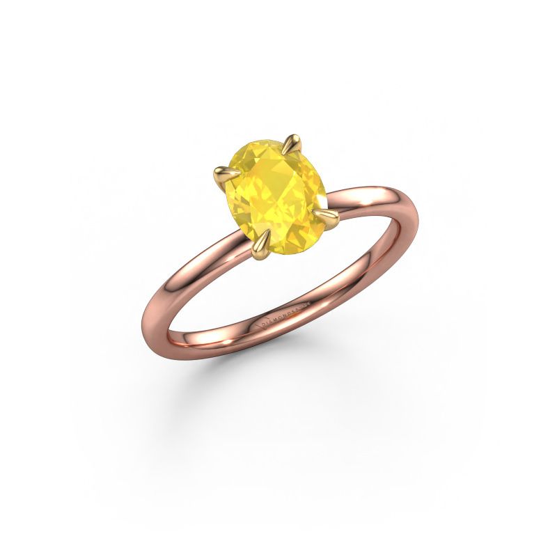 Image of Engagement Ring Crystal Ovl 1<br/>585 rose gold<br/>Yellow sapphire 8x6 mm