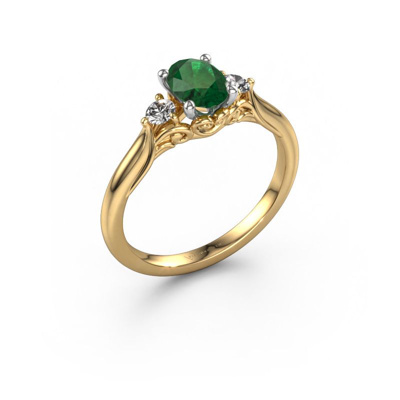 Verlovingsring Laurian OVL 585 goud smaragd 7x5 mm