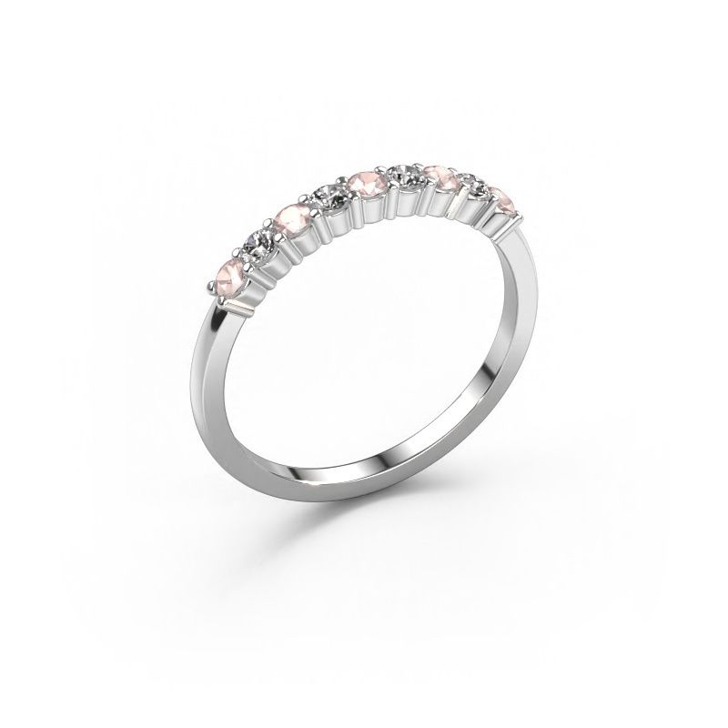 Ring Yasmin 9 585 white gold morganite champagne 2.4 mm