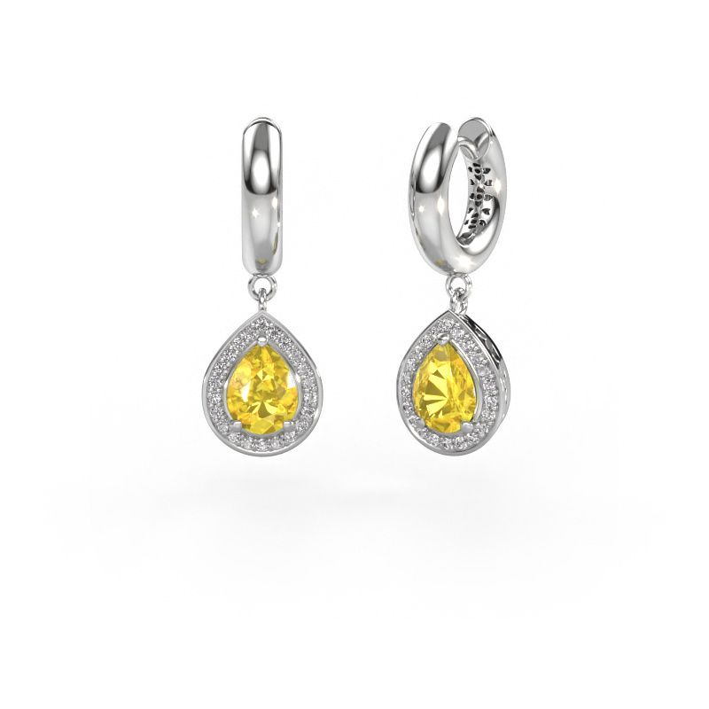Drop earrings Barbar 1 585 white gold yellow sapphire 7x5 mm
