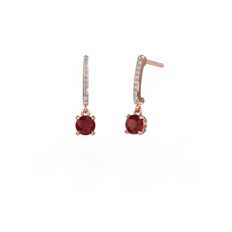 Drop earrings Tanja 1 585 rose gold ruby 5 mm