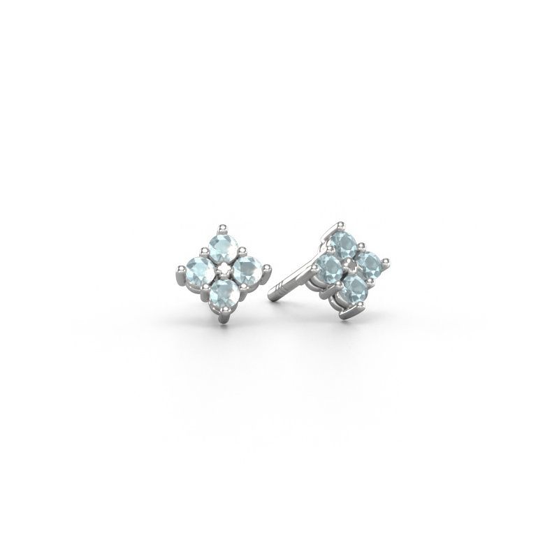 Clous d'oreilles Maryetta 585 or blanc aigue-marine 2 mm