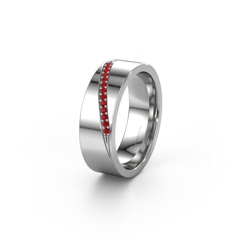 Trouwring WH2146L17A 950 platina robijn ±7x1.7 mm