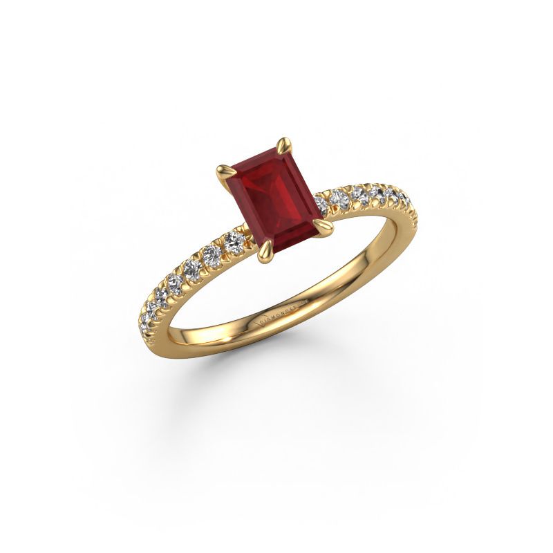 Image of Engagement Ring Crystal Eme 2<br/>585 gold<br/>Ruby 6.5x4.5 mm