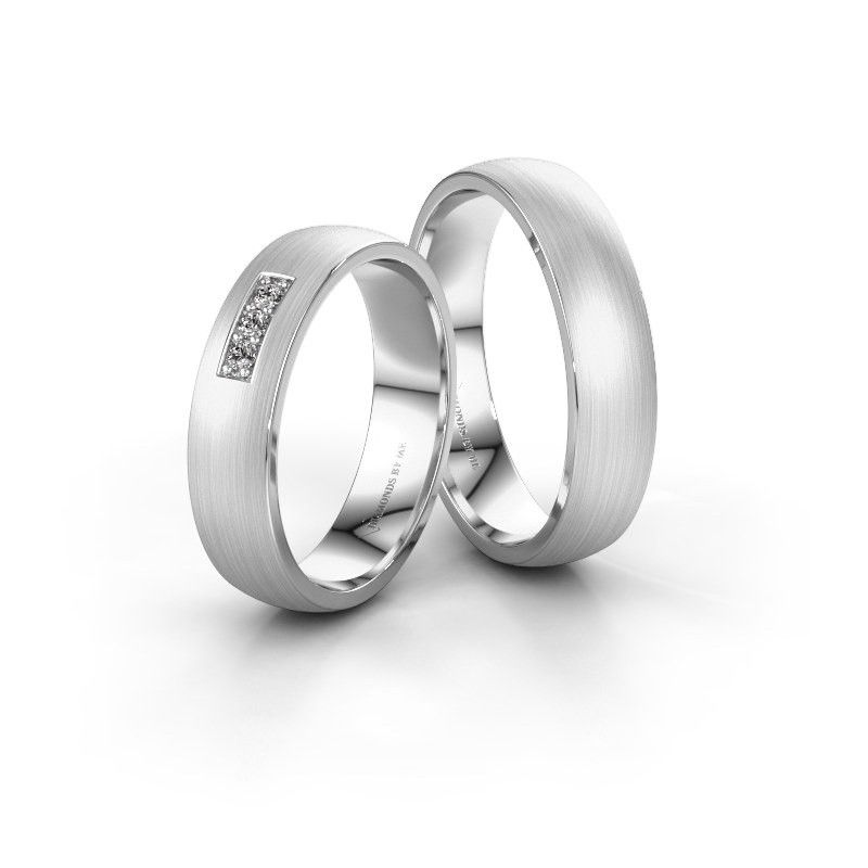Image of Wedding rings set WH0110LM25AM ±5x1.7 mm 14 Carat gold diamond 0.03 crt