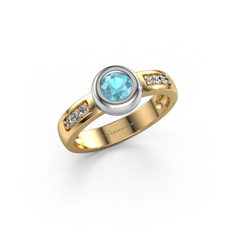 Ring Charlotte Round 585 gold blue topaz 4.7 mm