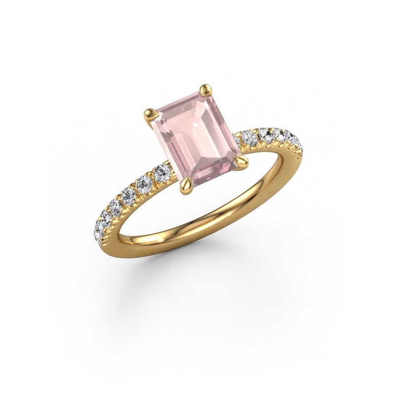 Forlovelsesring Crystal EME 2 585 gull champagnefarget morganitt 8x6 mm