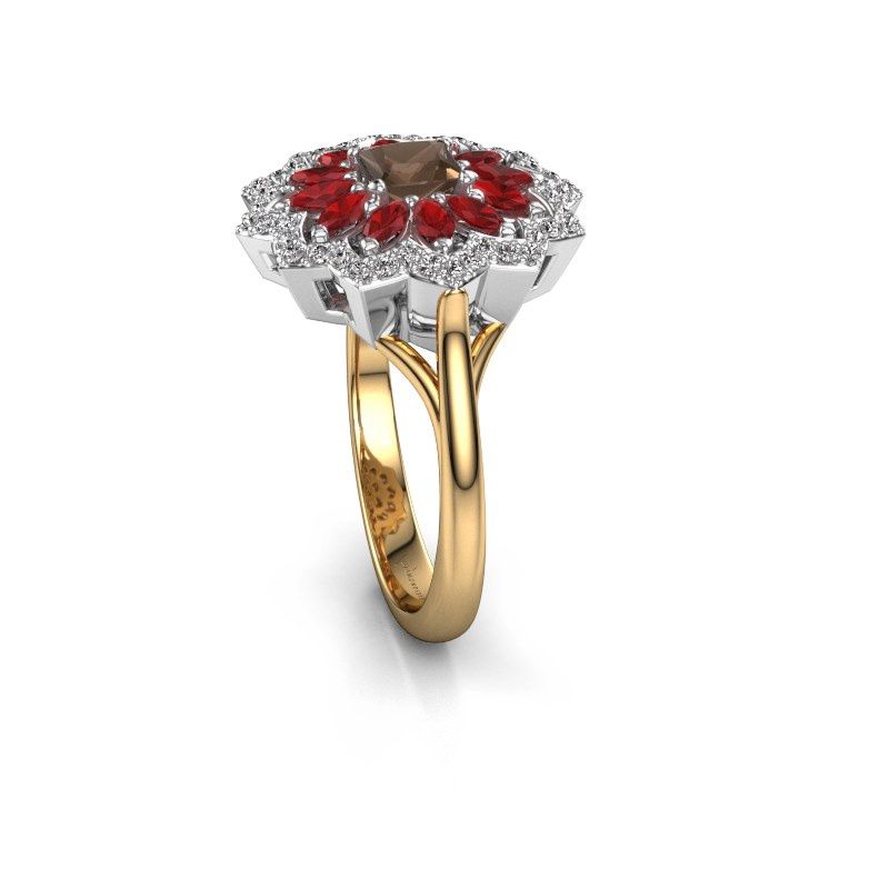 Image of Engagement ring Franka 585 gold smokey quartz 4 mm