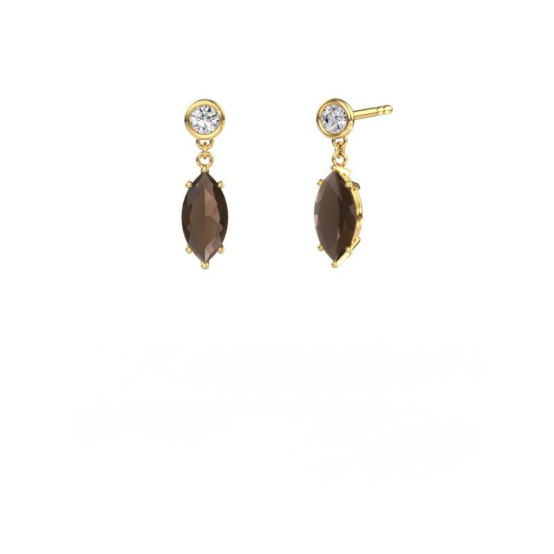 Pendants d'oreilles Lacey MRQ 585 or jaune quartz fumé 10x5 mm