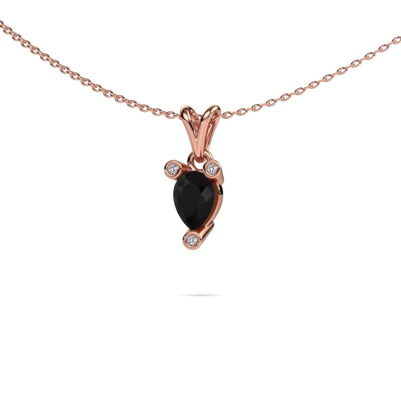 Image of Necklace Cornelia Pear 585 rose gold black diamond 1.015 crt
