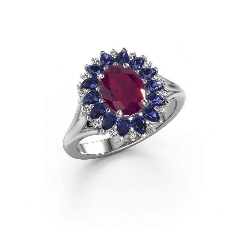 Verlobungsring Lidia 950 Platin Rhodolit 8x6 mm