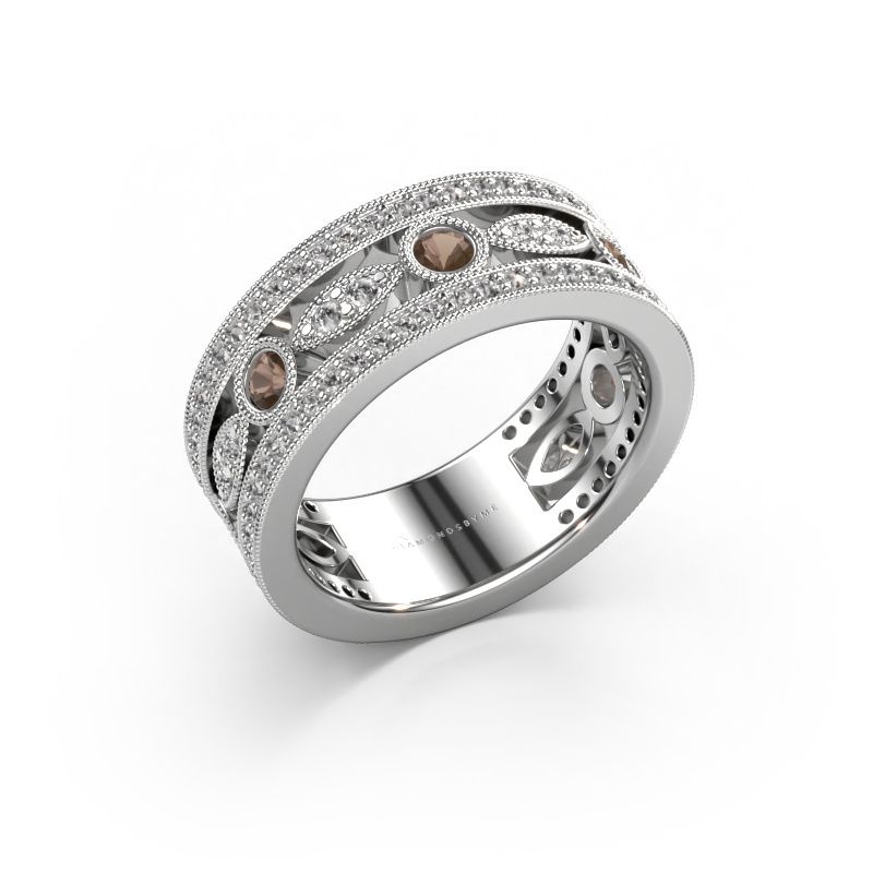 Ring Jessica 585 white gold smokey quartz 2.5 mm