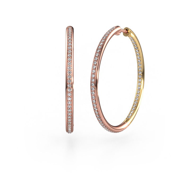 Hoop earrings Sina 30mm 585 rose gold lab grown diamond 0.858 crt