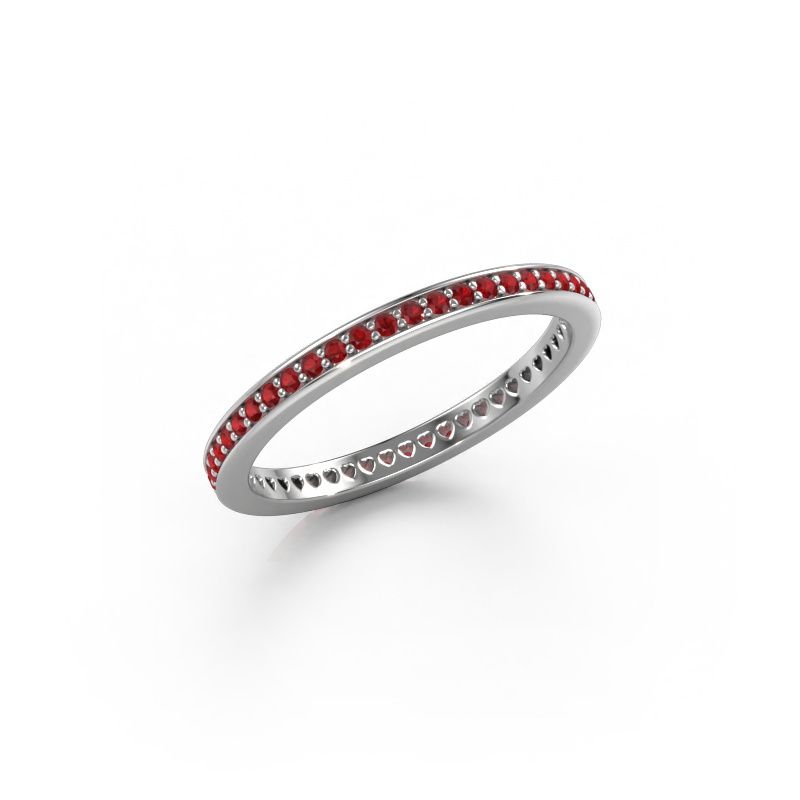 Stackable ring Elvire 1 585 white gold ruby 1.1 mm