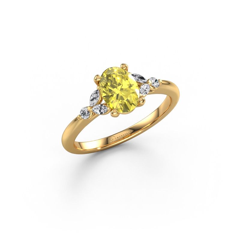 Engagement ring Megan OVL 585 gold yellow lab grown diamond 7,5x5,5 mm