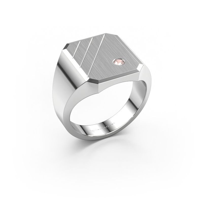 Signet ring Patrick 4 950 platinum morganite champagne 2.5 mm