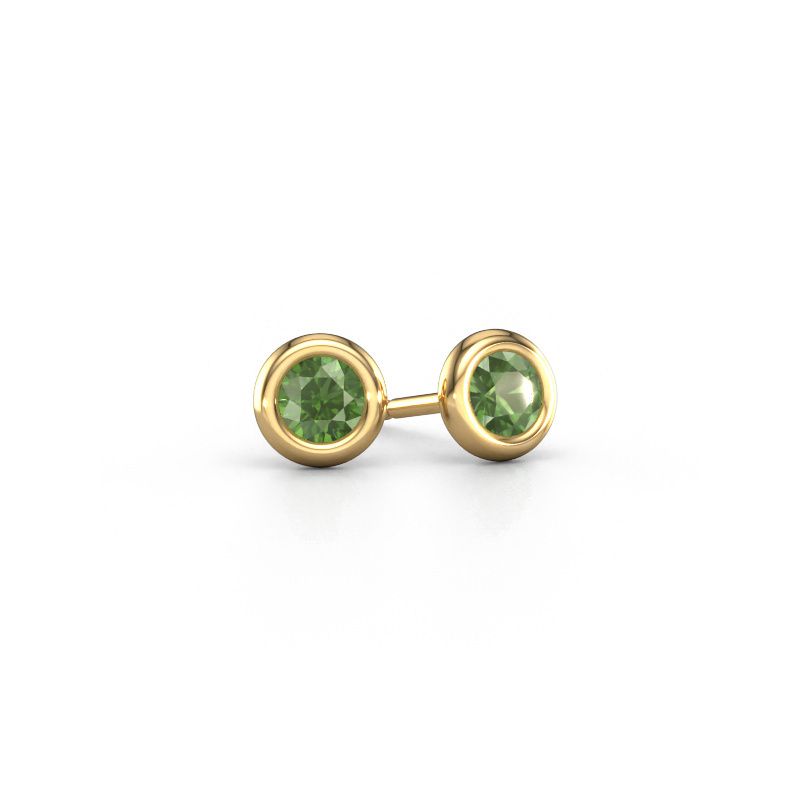 Clous d'oreilles Lieke RND 585 or jaune vert tourmaline 4 mm