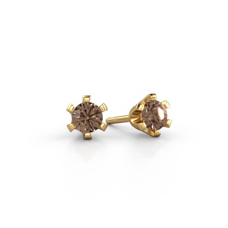 Clous d'oreilles Shana 585 or jaune diamant brun 0.25 crt