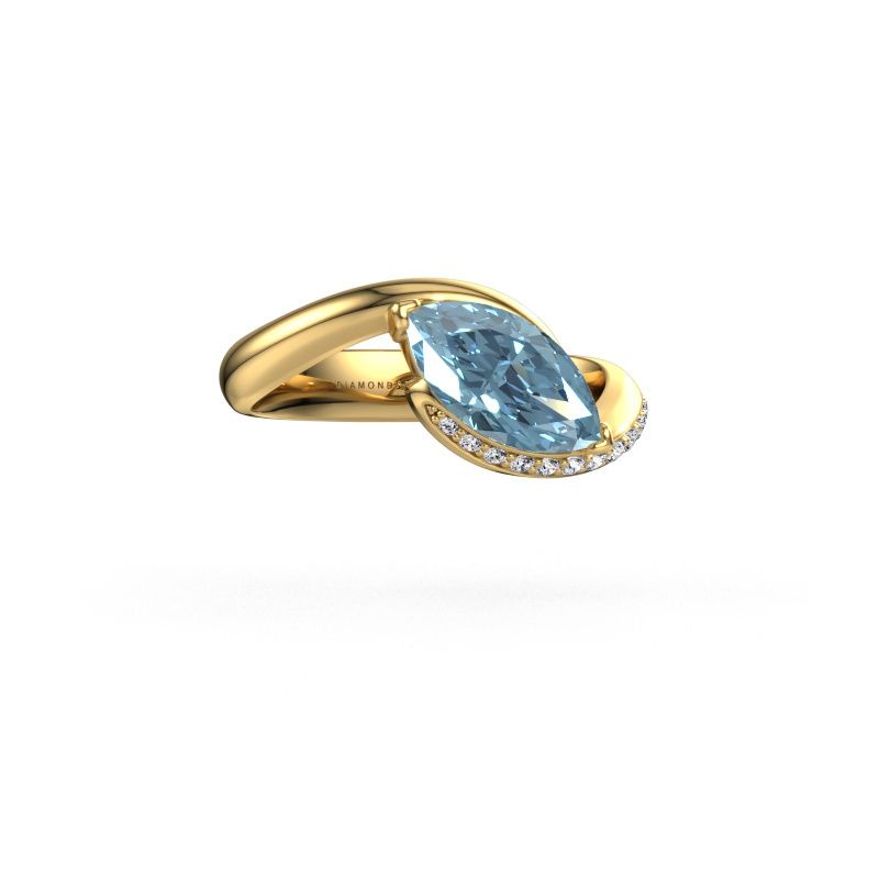 Engagement ring Aida MRQ side 585 gold blue lab grown diamond 11x5.5 mm
