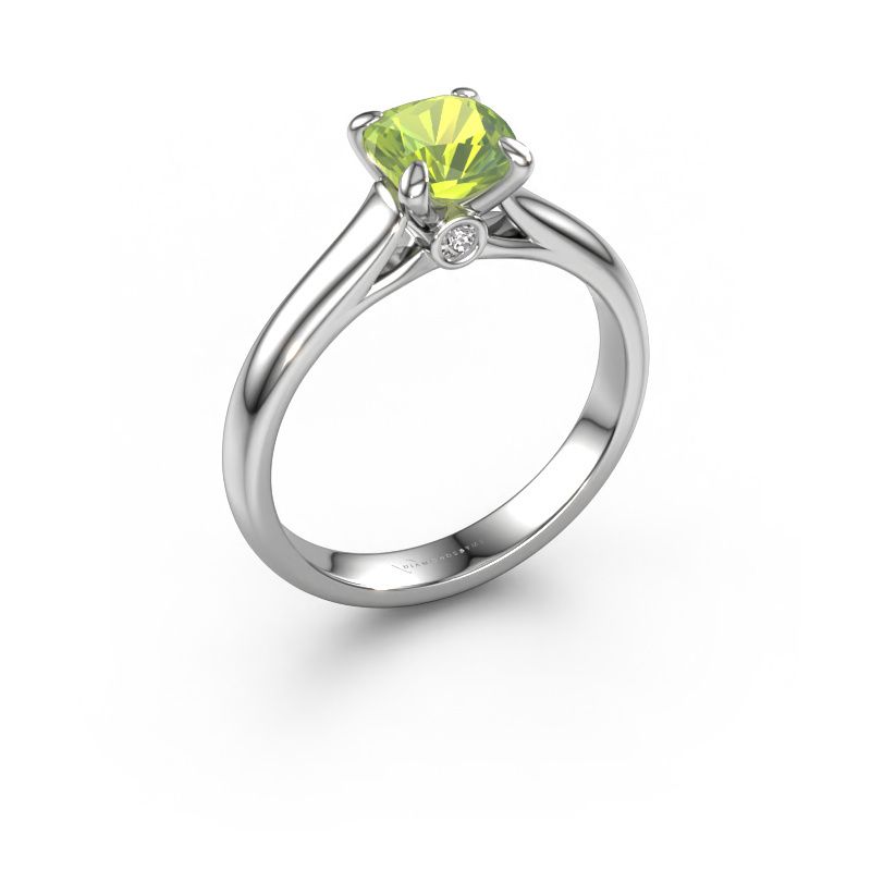 Verlovingsring Valorie cus 1 585 witgoud peridoot 6 mm