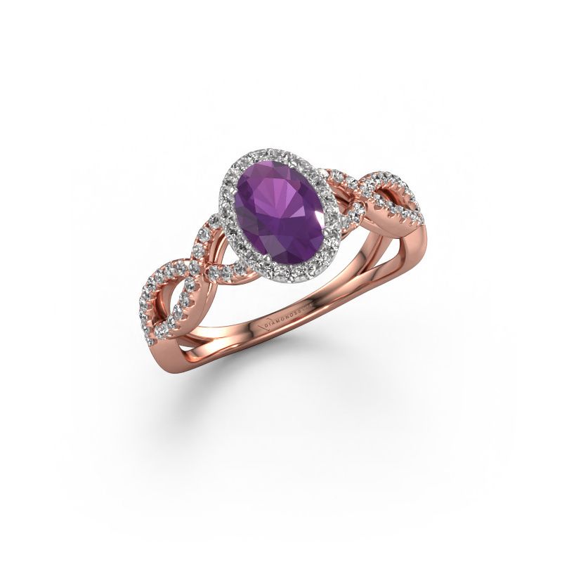 Bague de fiançailles Dionne ovl 585 or rose améthyste 7x5 mm