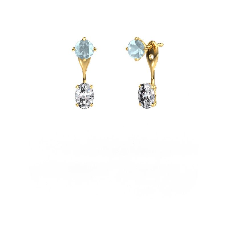 Drop earrings Kate RND-OVL 585 gold aquamarine 5 mm