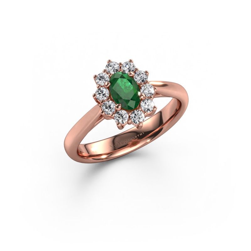 Verlobungsring Leesa 1 express 585 Roségold Smaragd 6x4 mm