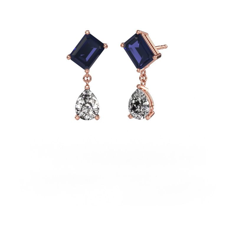 Oorbellen Toi et Moi EME PER 585 rosé goud saffier 8x6 mm