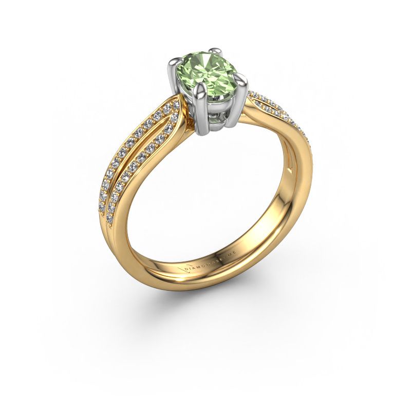 Engagement ring Antonia ovl 2 585 gold green lab grown diamond 7x5 mm