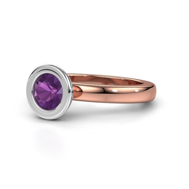 Image of Stacking ring Eloise Round 585 rose gold amethyst 6 mm