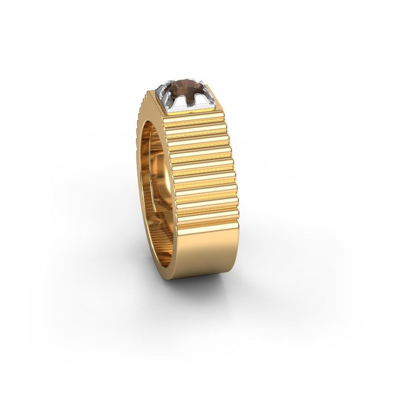 Image of Pinky ring elias<br/>585 gold<br/>Smokey quartz 5 mm