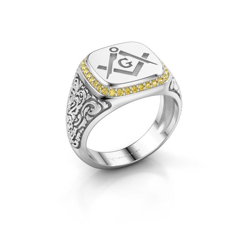 Image of Men's ring johan 2<br/>950 platinum<br/>Yellow sapphire 1.2 mm