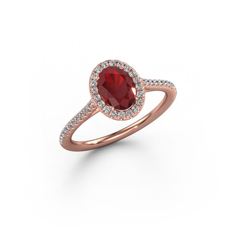 Engagement ring Seline ovl 2 585 rose gold ruby 7x5 mm