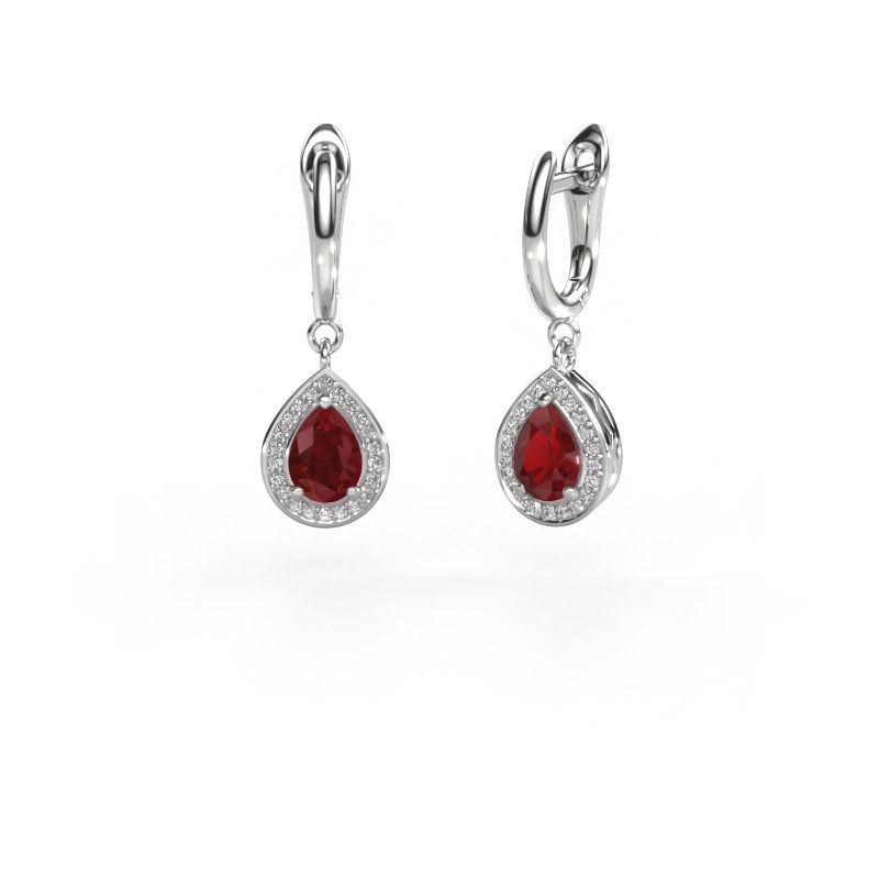 Pendants d'oreilles Ginger 1 950 platine rubis 7x5 mm