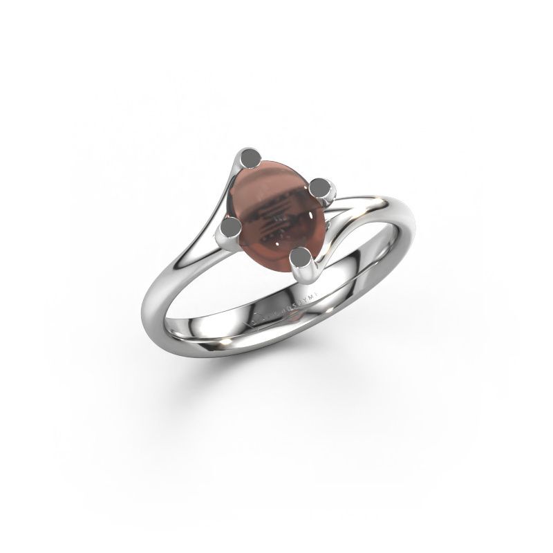 Ring Nora 950 platina rookkwarts 8x6 mm