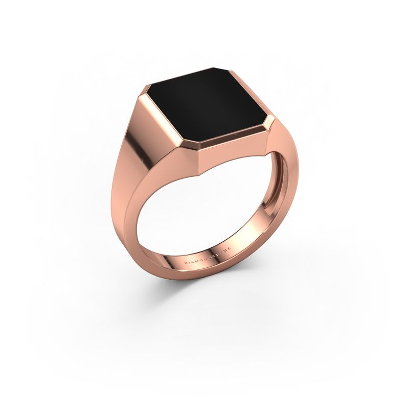 Signet ring Lars 2 light 585 rose gold onyx 12x10 mm
