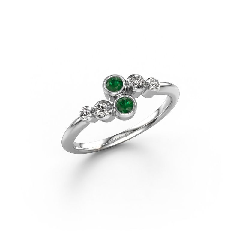 Bague Lonnie 950 platine emeraude 2.5 mm